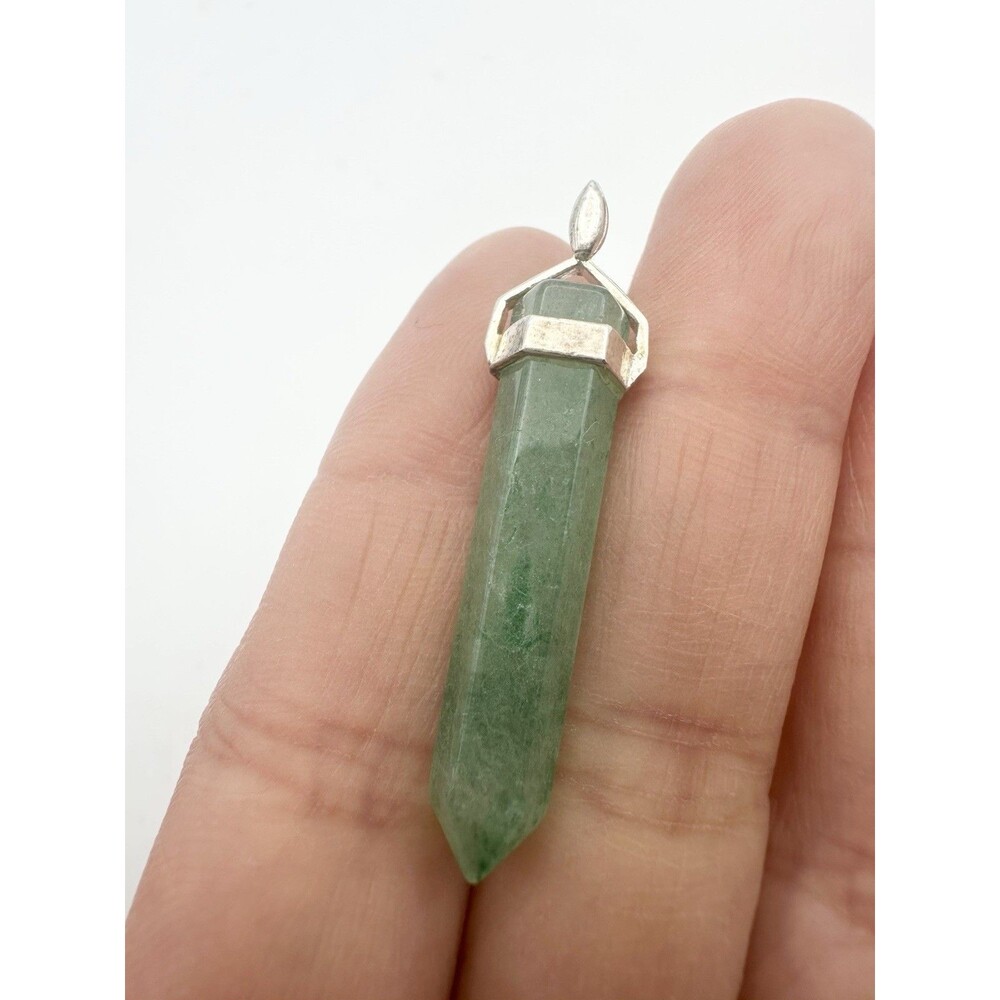 925 Sterling Silver Polished Point Crystal Pendant